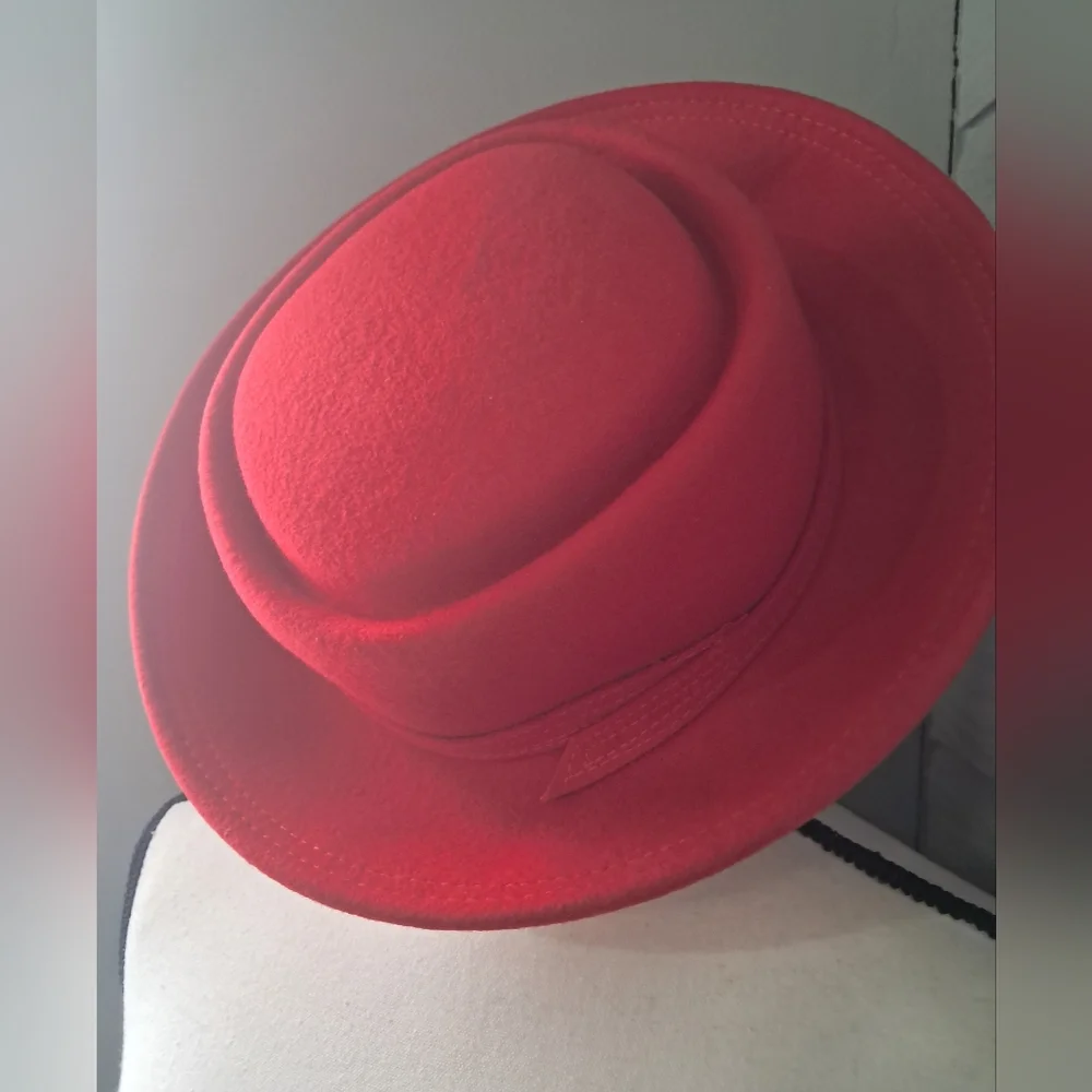 NWOT Pork Pie Wool Red Women's Hat